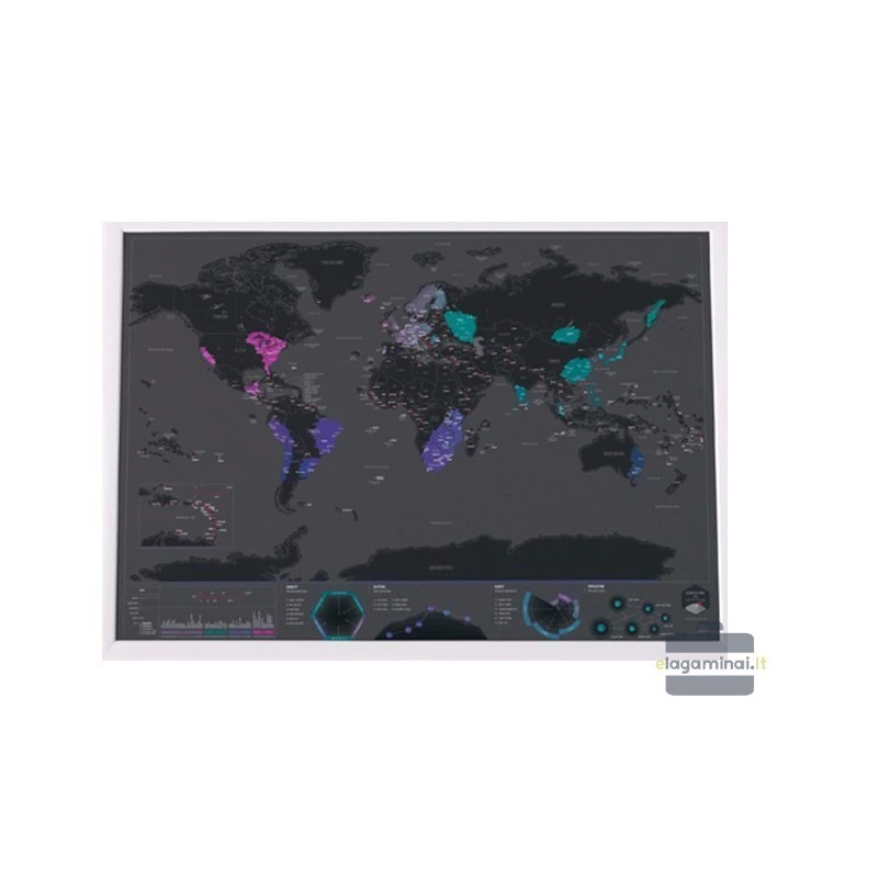Kraabitav maailmakaart black (82x59 cm)